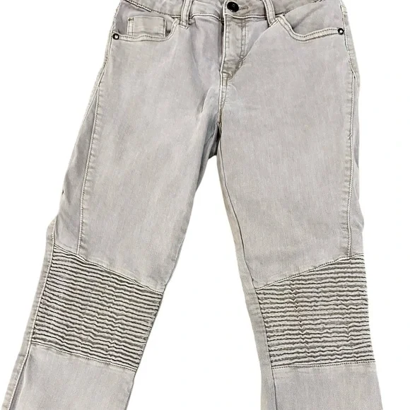 Pistola moto Audrey ribbed knees skinny light Gray low rise Jeans biker size 27 - Picture 2 of 7